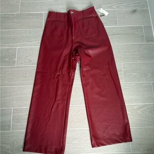 NWT Maeve Red Faux Leather Wide-Leg Pants